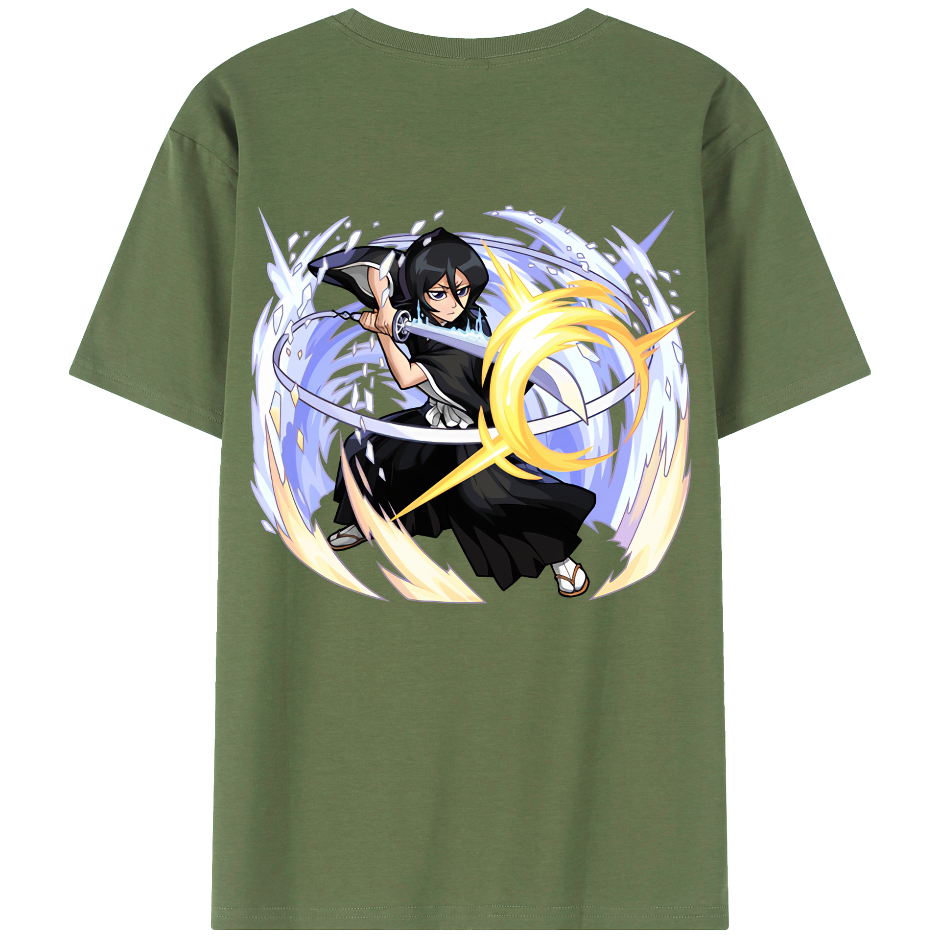（画像用） ブリーチ 朽木ルキア BLEACH Kuchiki Rukia 綿100％ メンズ半袖Tシャツ（バックプリント） 通気性